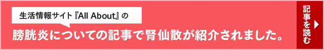 生活情報サイト『All About』の膀胱炎に関する記事で腎仙散が紹介されました。