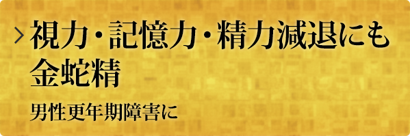視力・記憶力・精力減退にも<br />
金蛇精 男性更年期障害に