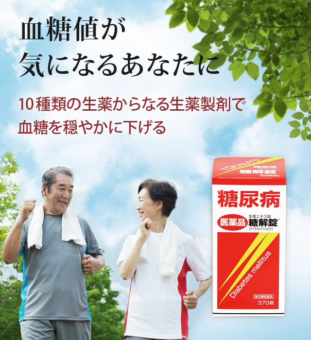 血糖値が気になるあなたに、10種類の生薬からなる生薬製剤で血糖を穏やかに下げる