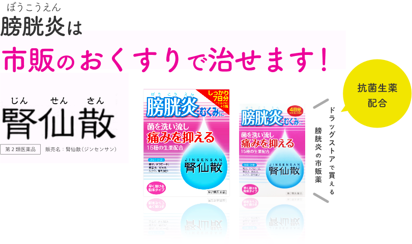 膀胱炎をくり返さないためにじ腎仙散【濃縮エキスが効く】ドラッグストアで買える膀胱炎の市販薬 【第2類医薬品】販売名：腎仙散（ジンセンサン）