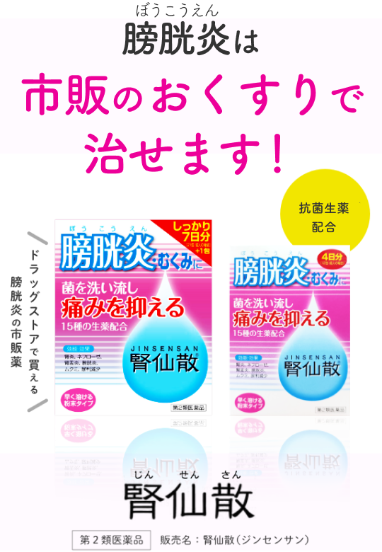 膀胱炎をくり返さないためにじ腎仙散【濃縮エキスが効く】ドラッグストアで買える膀胱炎の市販薬 【第2類医薬品】販売名：腎仙散（ジンセンサン）