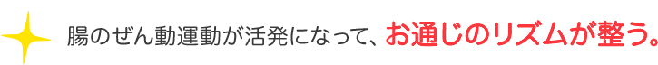 腸のぜん動運動が活発になって、お通じのリズムが整う。