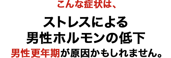 こんな症状は、ストレスによる男性ホルモンの低下 男性更年期が原因かもしれません。